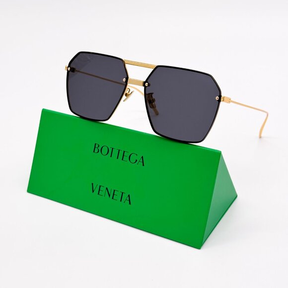 NEW BOTTEGA VENETA BV1045S 001 WOMEN GREY/GOLD SUNGLASSES BOTTEGA VENETA - Picture 1 of 13